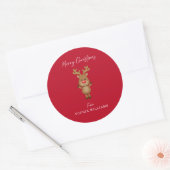 Rood Cadeau met kerstkerstkerstkerstkerstkerstkers Ronde Sticker (Envelop)