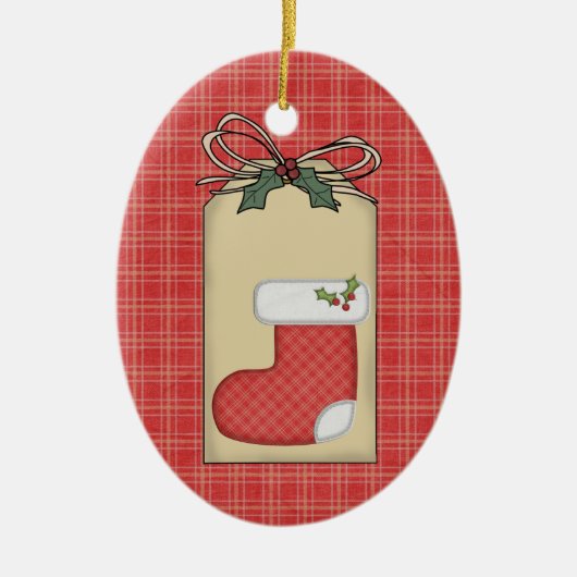 Rood cadeaubon Label voor baby's Keramisch Ornament (Voorkant)