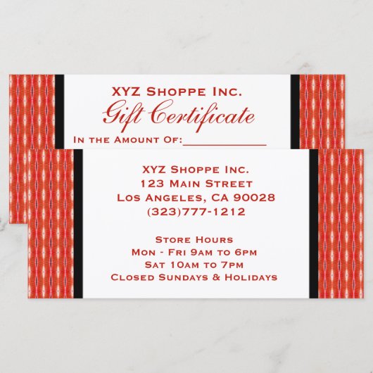 rood cadeaucertificaat (Voorkant / Achterkant)