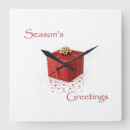 Rood cadeaudoos Seizoensklok Vierkante Klok (Voorkant)