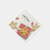Rood cadeaudoosje kerstballen Goud Snowflakes Servet (Hoek)