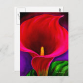 Rood Cala Lily Flower Painting Art - Multi Briefkaart (Voorkant / Achterkant)