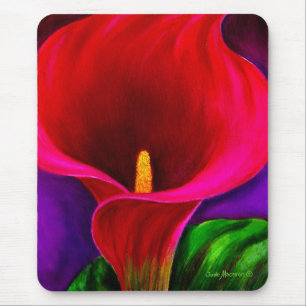 Rood Cala Lily Flower Painting Art - Multi Muismat