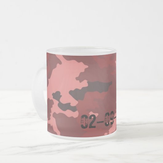 Rood camouflagepatroon matglas koffiemok (Voorkant links)