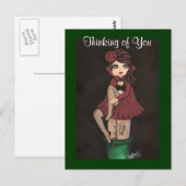Rood Caped Quantum Cutie denkt aan jou Briefkaart (Voorkant / Achterkant)