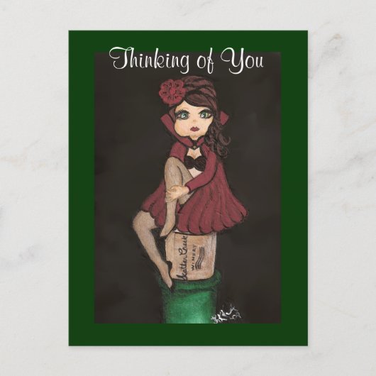 Rood Caped Quantum Cutie denkt aan jou Briefkaart (Voorkant)