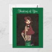 Rood Caped Quantum Cutie denkt aan jou Briefkaart (Voorkant / Achterkant)