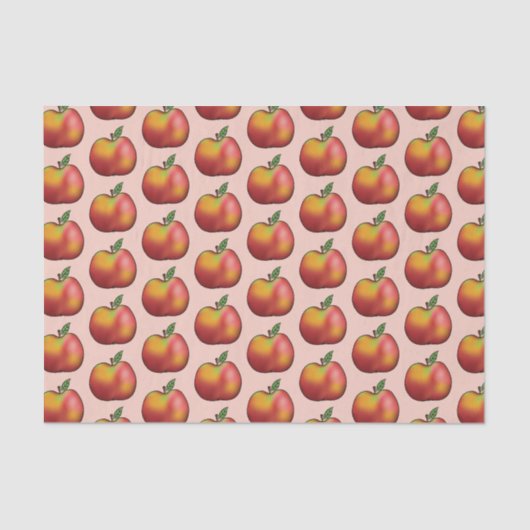 Rood Cartoon Apple Fruit Patroon op roze Tissuepapier (Voorkant)