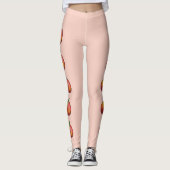 Rood Cartoon Apple werkt roze Leggings (Voorkant)