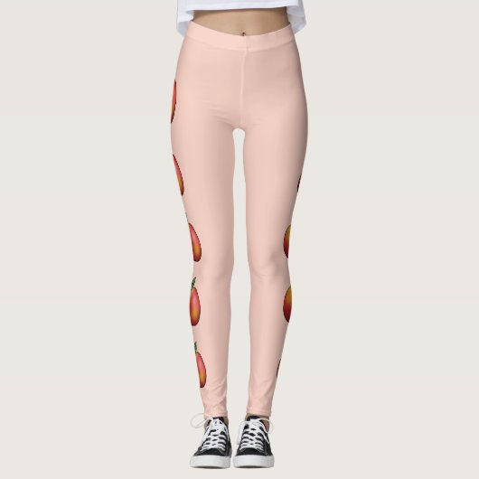 Rood Cartoon Apple werkt roze Leggings (Voorkant)