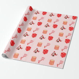 Rood casino decoratief patroon cadeaupapier