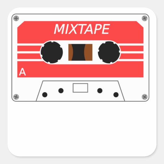 Rood Cassettebandje Vierkante Sticker (Voorkant)