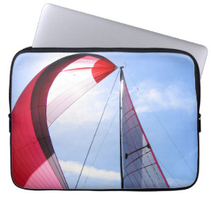 Rood centrifuge met zon laptop sleeve