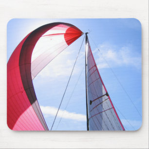 Rood centrifuge met zon muismat