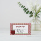 Rood checkboard en visitekaartje van Apple Teacher (Staand voorkant)