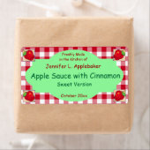 Rood Checkerboard en Apple Canning Jar Label (Insitu)