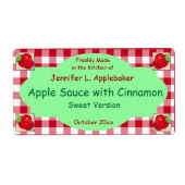 Rood Checkerboard en Apple Canning Jar Label (Voorkant)