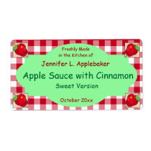 Rood Checkerboard en Apple Canning Jar Label