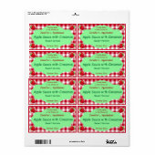 Rood Checkerboard en Apple Canning Jar Label (Full Sheet)