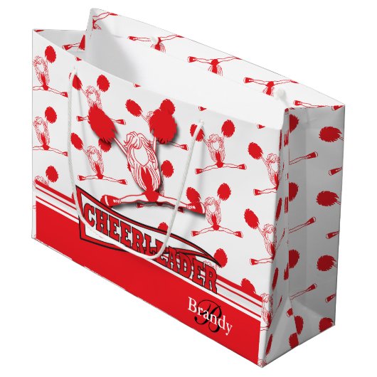 Rood-Cheerleader personaliseren Groot Cadeauzakje (Voorkant Gekanteld)