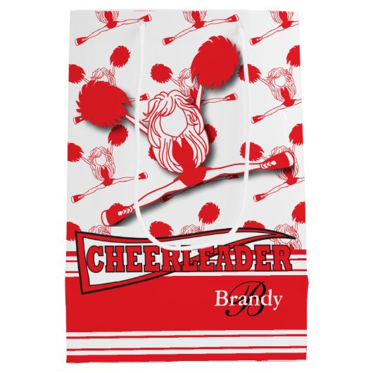 Rood-Cheerleader personaliseren Medium Cadeauzakje (Achterkant)