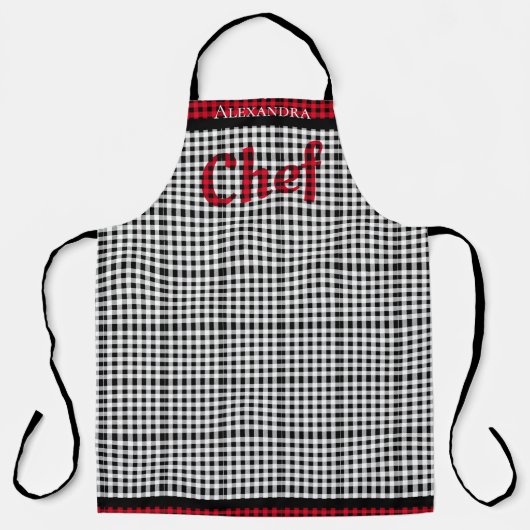 Rood Chef Buffalo Speld Zwart wit Schort (Voorkant)