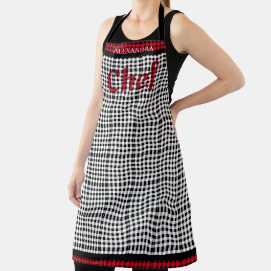 Rood Chef Buffalo Speld Zwart wit Schort (Insitu)