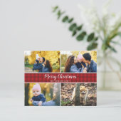 Rood cheque 4 Foto Briefkaart Holiday Card (Staand voorkant)