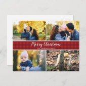 Rood cheque 4 Foto Briefkaart Holiday Card (Voorkant / Achterkant)