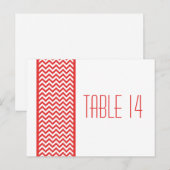 Rood Chevron Border Table Number Briefkaart (Voorkant / Achterkant)