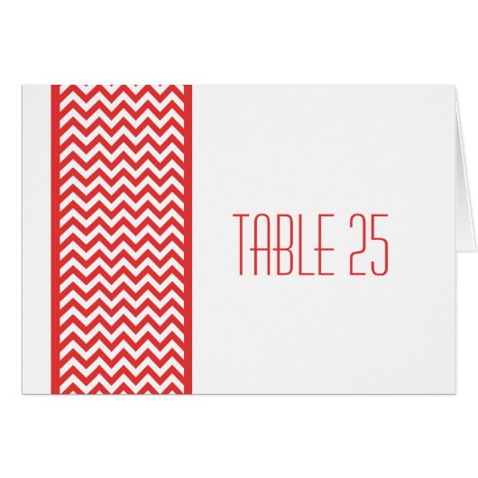 Rood Chevron Border Table Number Kaart (Voorkant Horizontaal)