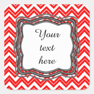 Rood Chevron-label Vierkante Sticker