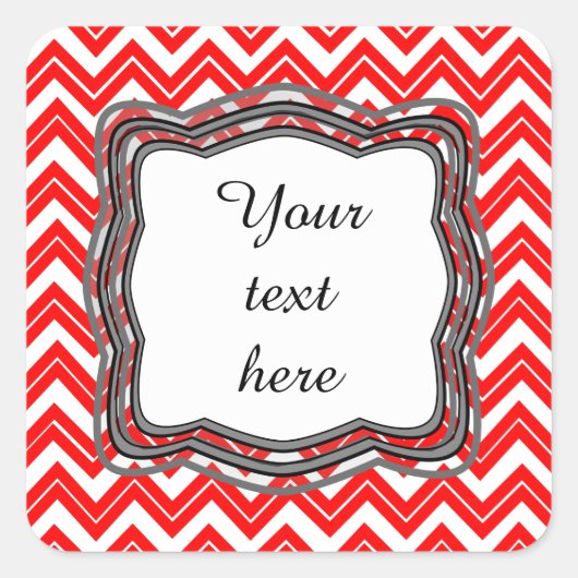 Rood Chevron-label Vierkante Sticker (Voorkant)