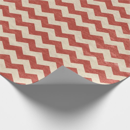 Rood Chevron Rustic Wrapping Paper Cadeaupapier (Hoek)