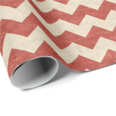 Rood Chevron Rustic Wrapping Paper Cadeaupapier (Rol Hoek)