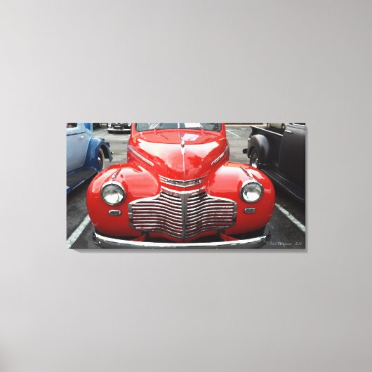 Rood Chevy 1941 Coupe Triptiek Canvas Print (Voorkant)