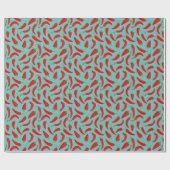 Rood Chillies Patroon op Blauwgroen Blauw Cadeaupapier (Vlak)