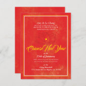 Rood China: Uitnodiging nieuw jaar Chinees (Voorkant / Achterkant)