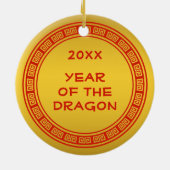 Rood Chinees Jaar van de Draak Keramisch Ornament (Achterkant)