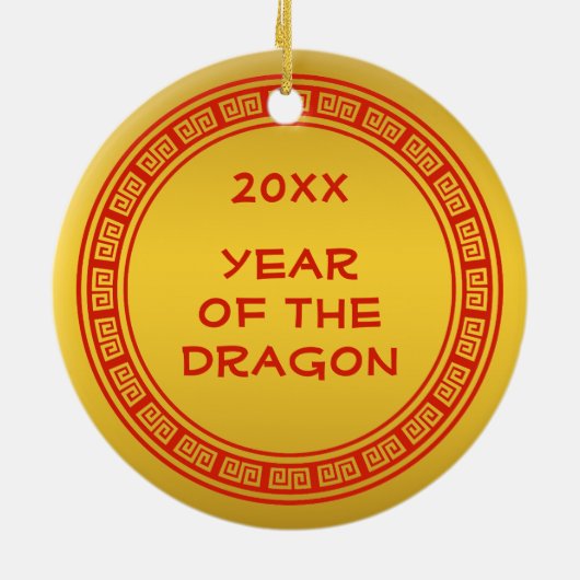 Rood Chinees Jaar van de Draak Keramisch Ornament (Achterkant)