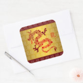 Rood Chinees Jaar van de Draak Vierkante Sticker (Envelop)