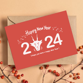 Rood Chinees Nieuwjaar 2024 Jaar van de Draak Feestdagenkaart