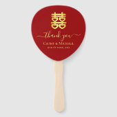 Rood Chinees trouwhart dubbel geluk Classic Handwaaier (Achterkant)