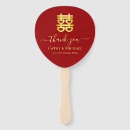 Rood Chinees trouwhart dubbel geluk Classic Handwaaier