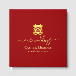 Rood Chinees trouwhart dubbel geluk Gastenboek