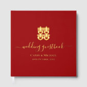 Rood Chinees trouwhart dubbel geluk Gastenboek (Voorkant)