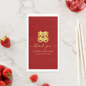 Rood Chinees trouwhart dubbel geluk Servet (Insitu)
