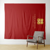 Rood Chinees trouwhart dubbel geluk Wandkleed (In Situ (horizontaal))