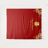 Rood-Chinese oranje theeplechtigheid Wandkleed (Voorkant (horizontaal))