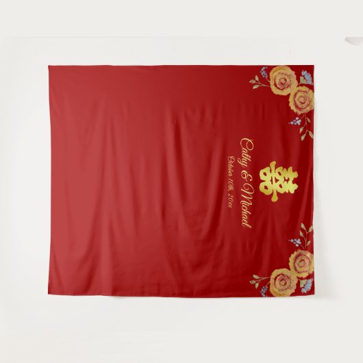 Rood-Chinese oranje theeplechtigheid Wandkleed (Voorkant (horizontaal))